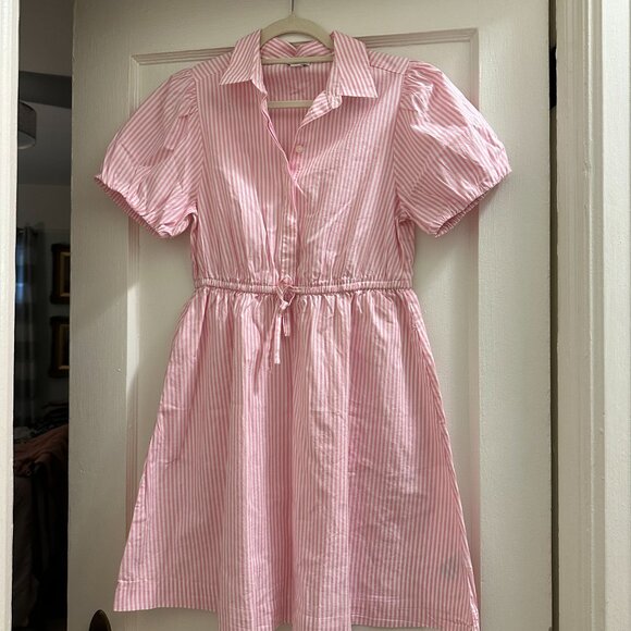 J. Crew Factory Dresses & Skirts - Pink Striped Button-Up Dress – Size 2 🌸